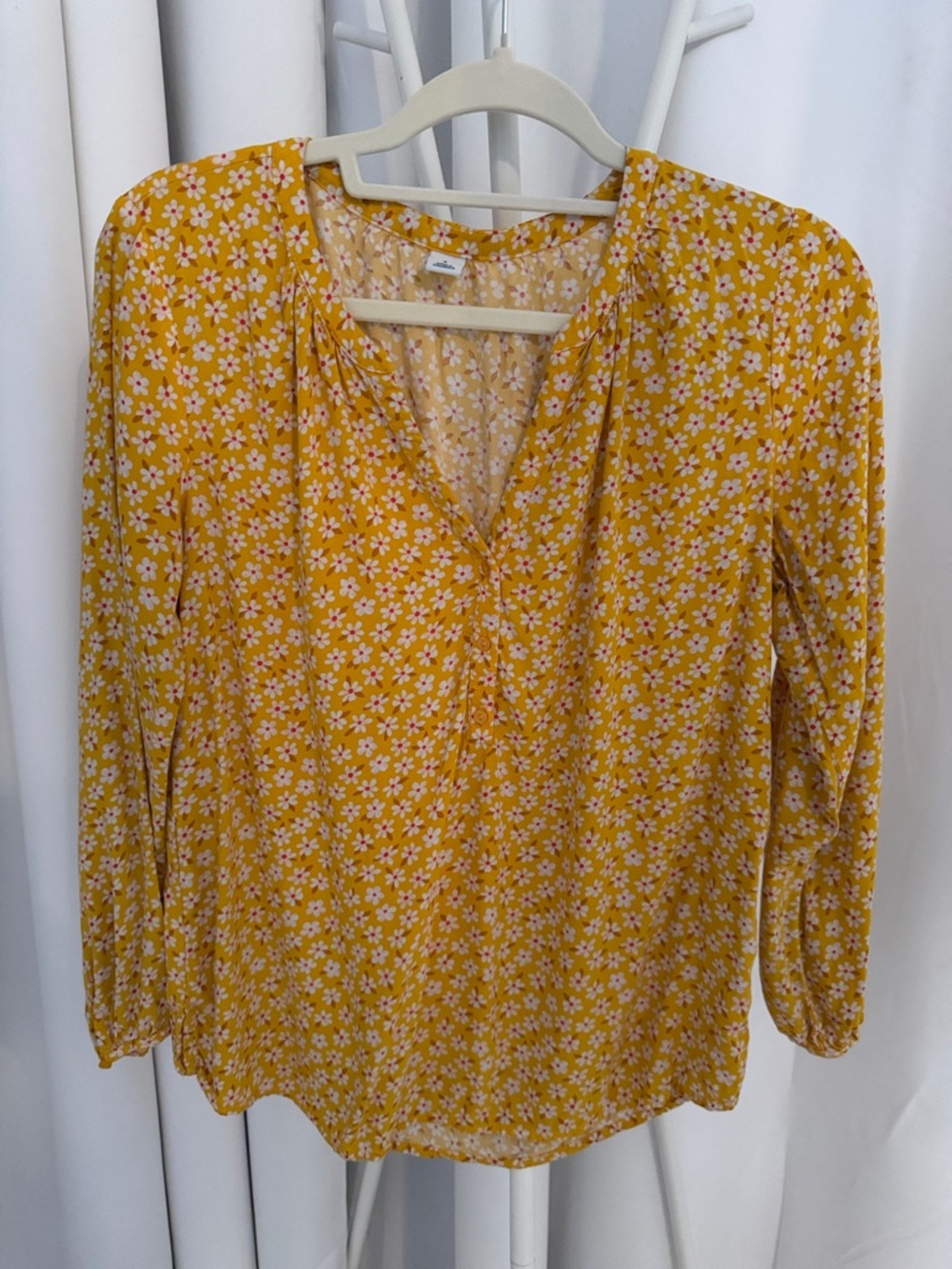 Old Navy Yellow Floral V-Neck Blouse